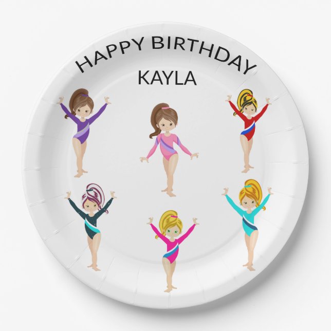 Gymnastics personalised BIRTHDAY PAPER PLATES (Front)