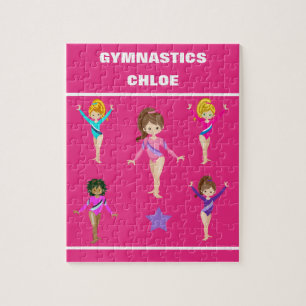 Gymnastics personalised gymnast girl's puzzle. jig jigsaw puzzle