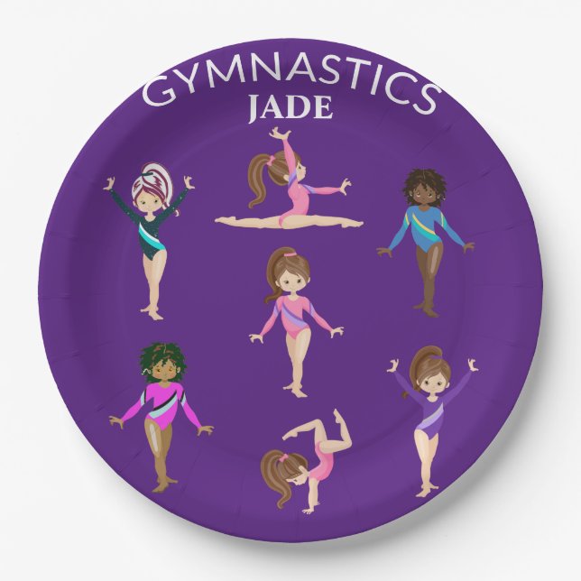 Gymnastics personalised gymnast PAPER PLATES (Front)