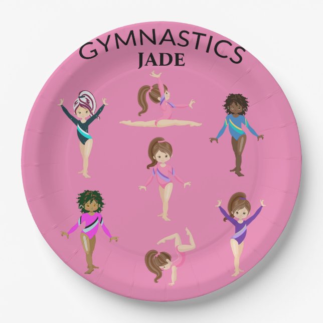 Gymnastics personalised gymnast PAPER PLATES (Front)