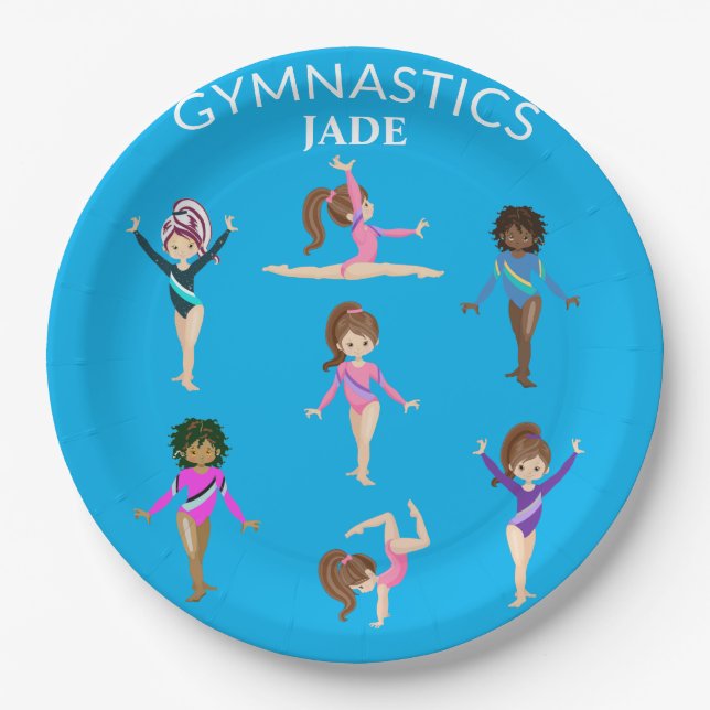 Gymnastics personalised gymnast PAPER PLATES (Front)