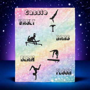 Gymnastics Personalised Vault, Bars, Beam & Floor  Fleece Blanket