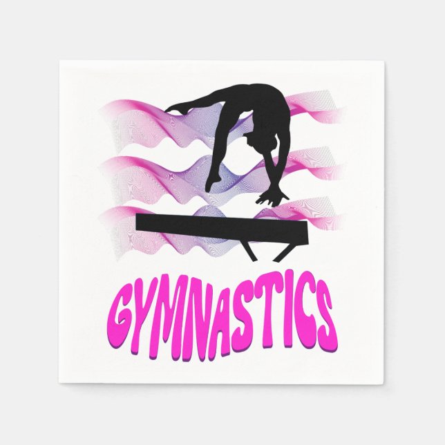 Gymnastics Pink and Purple Balance Beam Napkin (Front)