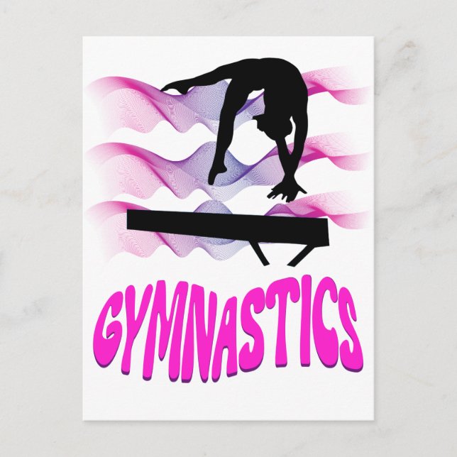 Gymnastics Pink and Purple Balance Beam Postcard (Front)