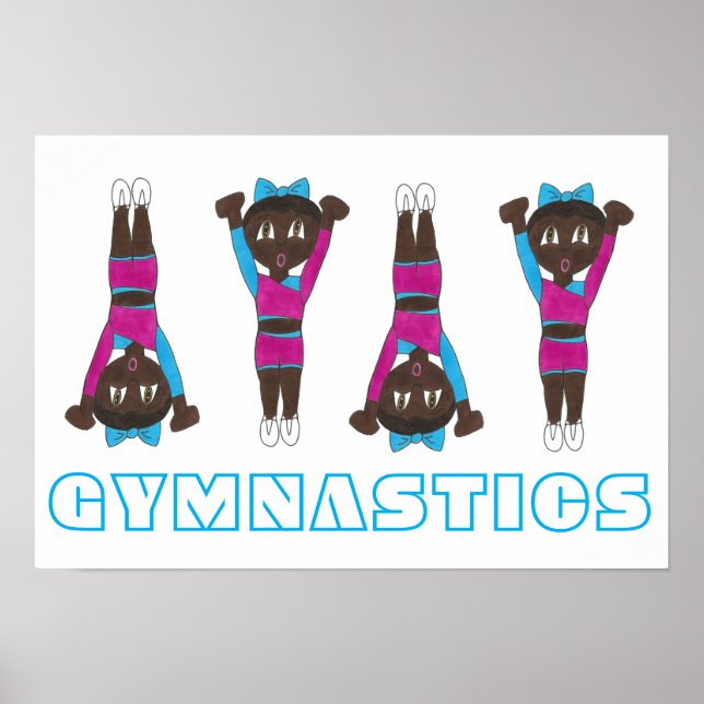 Gymnastics Pink Leotard Tumbling Gymnast Girl Art Poster (Front)