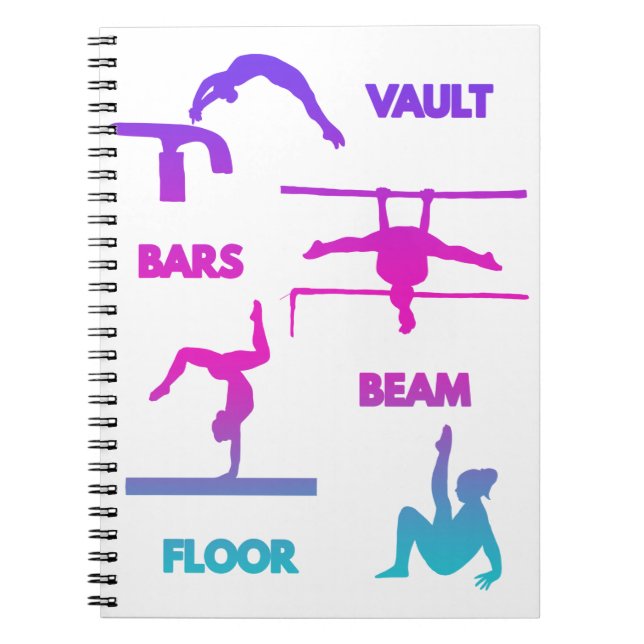 Gymnastics Pink Purple Turquoise Vault Bars Beam  Notebook (Front)