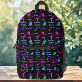 Gymnastics Pink Purple Turquoise Vault Bars Beam  Printed Backpack