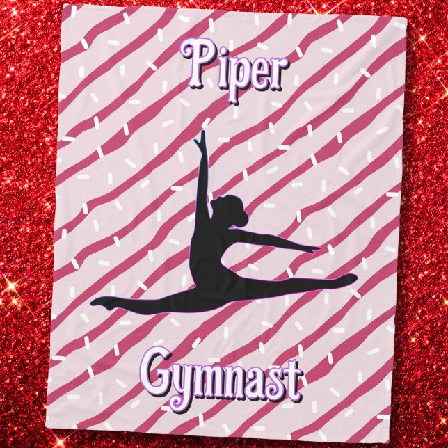 Gymnastics Pink White Peppermint Candy Sprinkle Fleece Blanket (Reach for the stars this holiday season! ✨🌟 You are a gymnast with limitless potential. 🤸‍♀️)