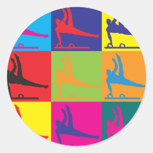 Gymnastics Pop Art Classic Round Sticker