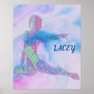 Gymnastics Poster with personalised name.