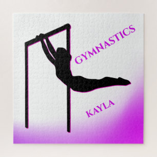 Gymnastics Purple and White Personalised  Jigsaw Puzzle