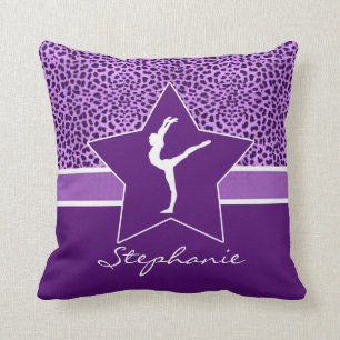 Gymnastics Purple Cheetah Print with Monogram Cushion