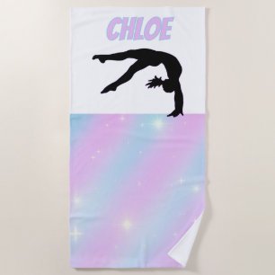 Gymnastics Purple Lilac and Baby Blue Pastel Beach Towel
