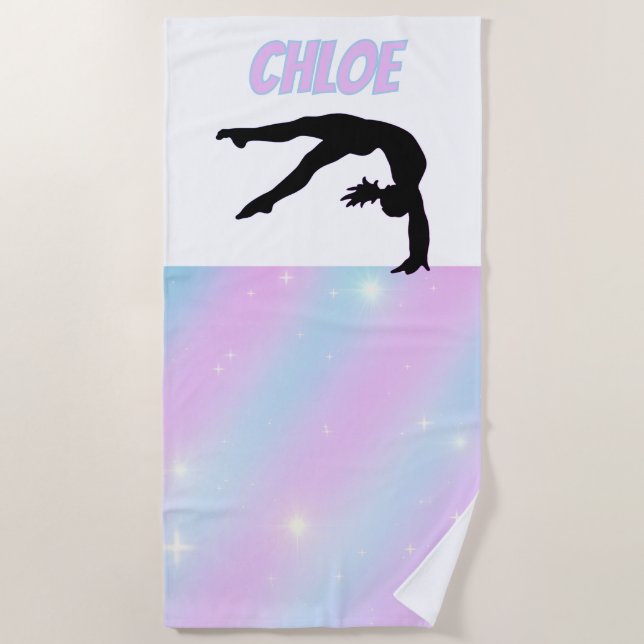 Gymnastics Purple Lilac and Baby Blue Pastel  Beach Towel (Front)