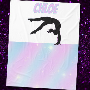 Gymnastics Purple Lilac and Baby Blue Pastel Fleece Blanket