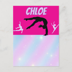 Gymnastics Purple Lilac Hot Pink Baby Blue Pastel Postcard