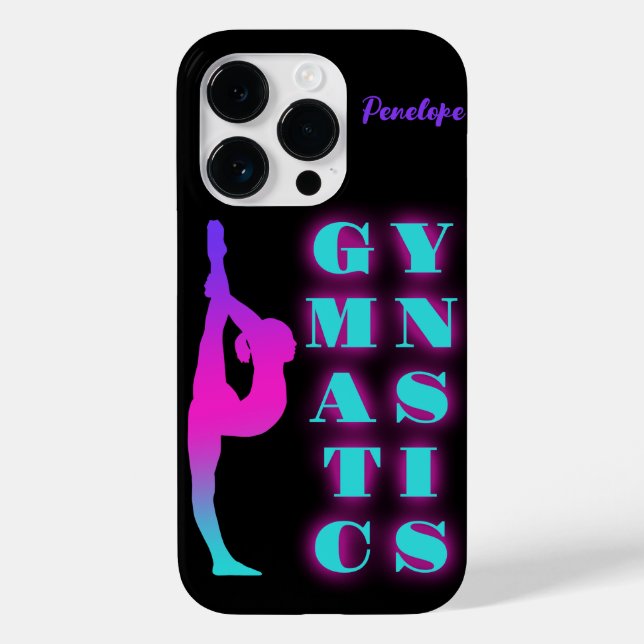 Gymnastics Purple Pink Turquoise Ombre Personalise Case-Mate iPhone Case (Back)