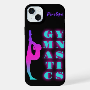 Gymnastics Purple Pink Turquoise Ombre Personalise iPhone 15 Plus Case