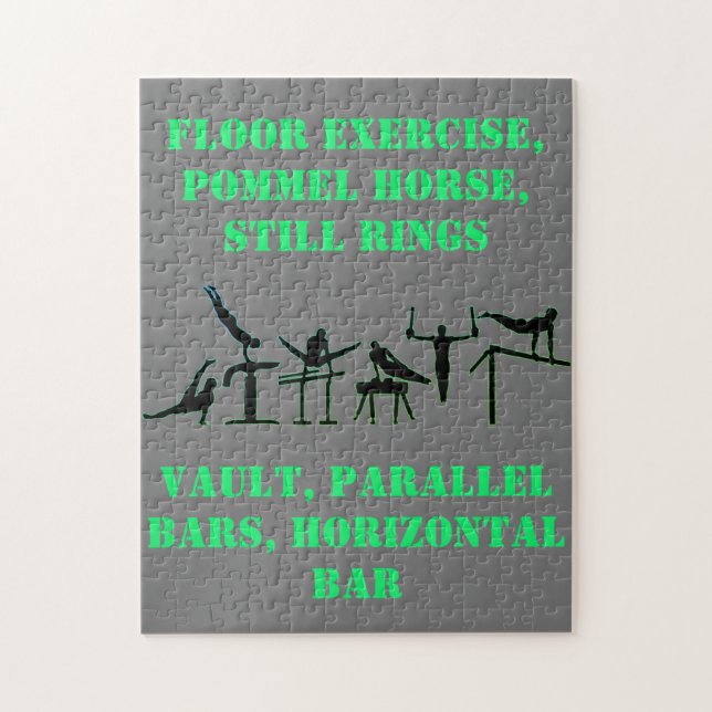 Gymnastics Puzzle for Boys in Grey / Green (Vertical)