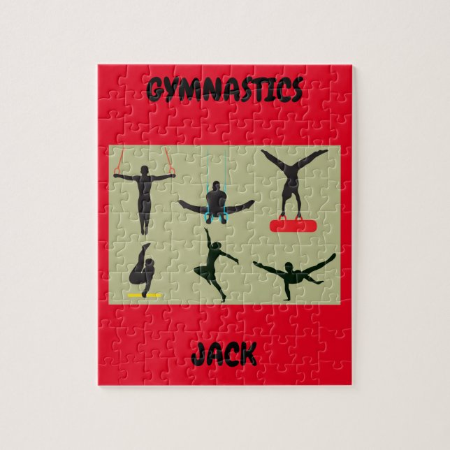 "GYMNASTICS puzzle for boys with personalised name (Vertical)