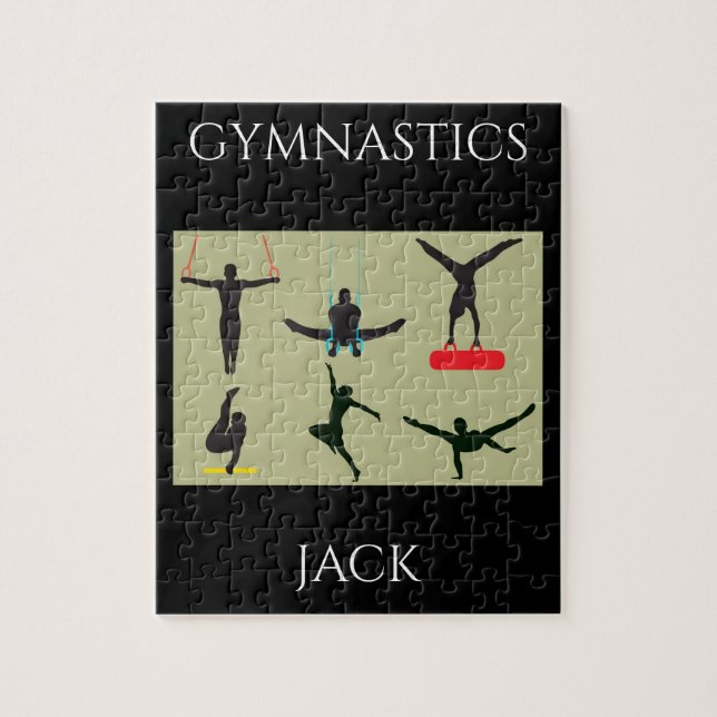 "GYMNASTICS puzzle for boys with personalised name (Vertical)