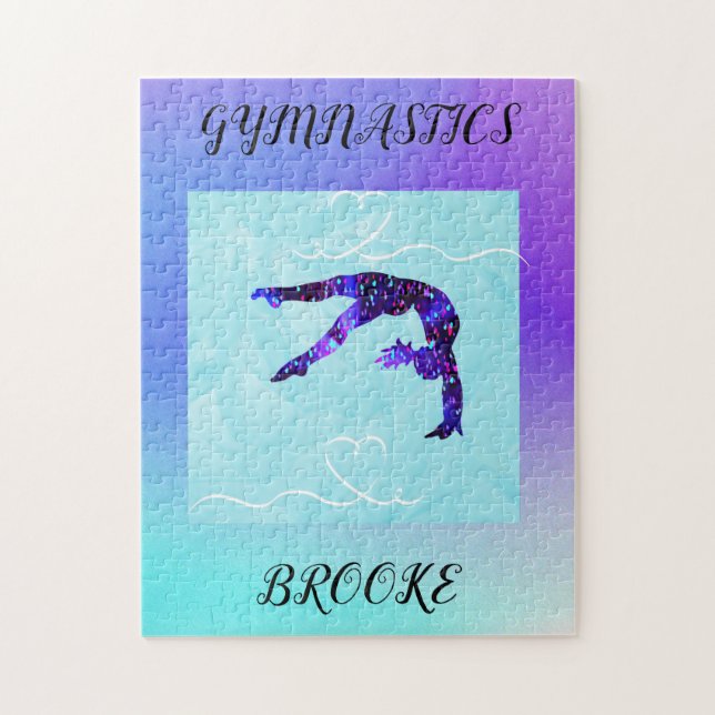 GYMNASTICS PUZZLE with gymnast & custom name. (Vertical)