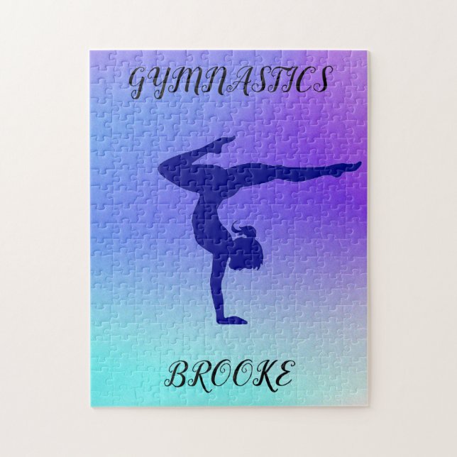 GYMNASTICS PUZZLE with gymnast & custom name. (Vertical)