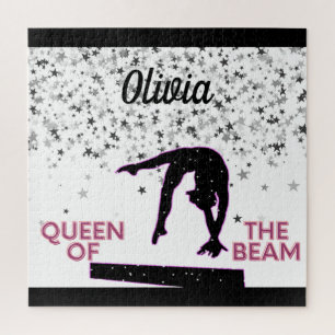 Gymnastics Queen of the Beam Silver Stars Jigsaw Puzzle