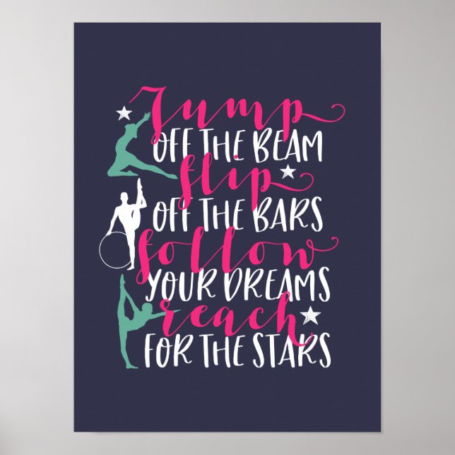 Gymnastics Quote Girl Gymnast Flip Off The Bar Poster (Front)