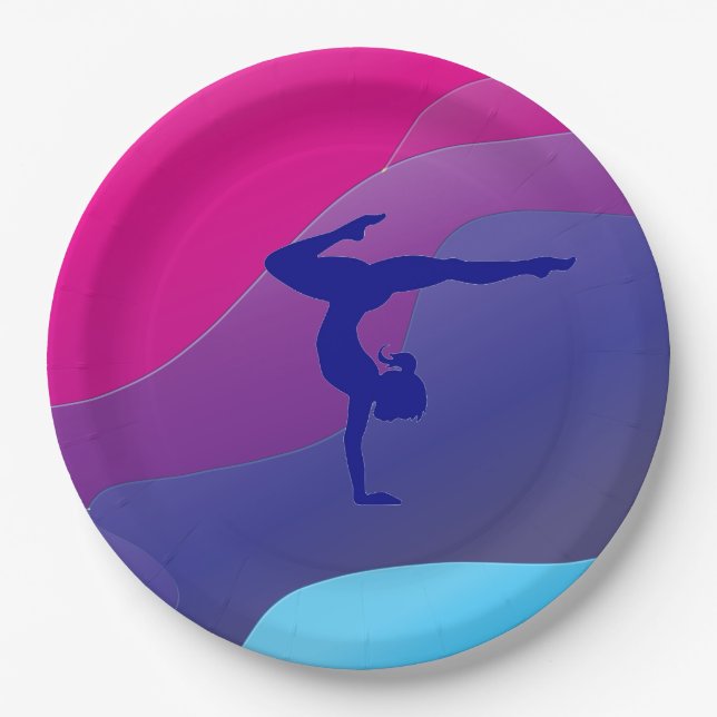 Gymnastics rainbow party paper plates. paper plate (Front)