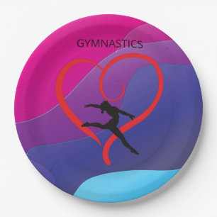 Gymnastics rainbow party paper plates. paper plate