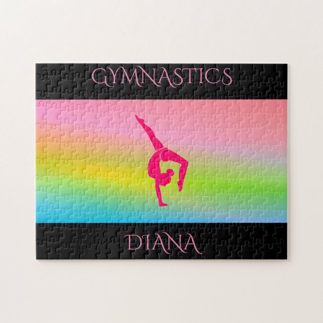 Gymnastics rainbow puzzle with personalised name. (Horizontal)