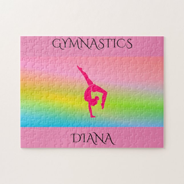 Gymnastics rainbow puzzle with personalised name. (Horizontal)