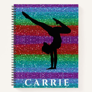 Gymnastics Rainbow Sparkle Spiral Notebook