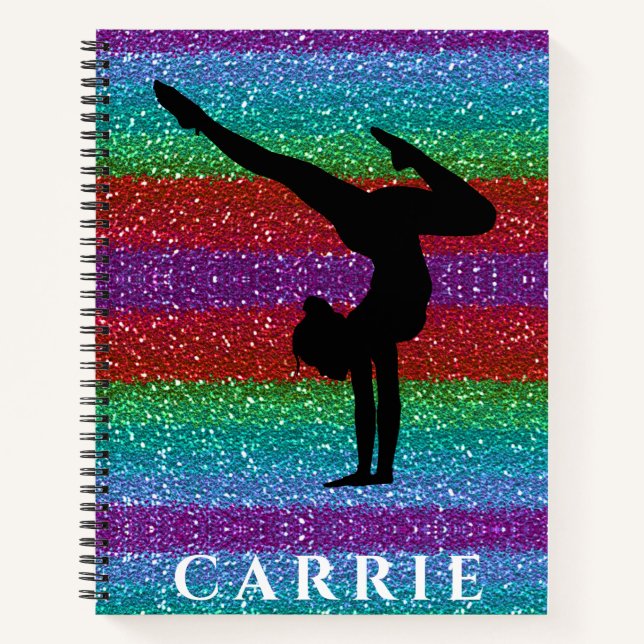 Gymnastics Rainbow Sparkle Spiral Notebook (Front)