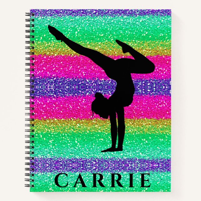 Gymnastics Rainbow Sparkle Spiral Notebook (Front)