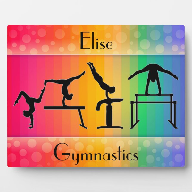 Gymnastics Rainbow w/ Girls Gymnastics Events Plaque (Front)