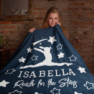 Gymnastics Reach for the Stars Monogram Name  Fleece Blanket