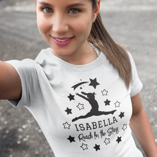 Gymnastics Reach for the Stars Monogram Name T-Shirt (Creator Uploaded)