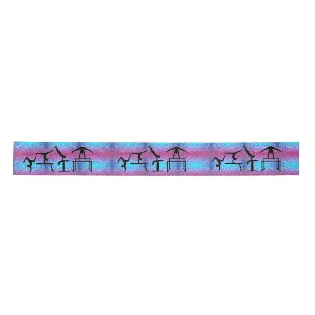 Gymnastics Ribbon in Pink and Blue Satin Ribbon (Front)