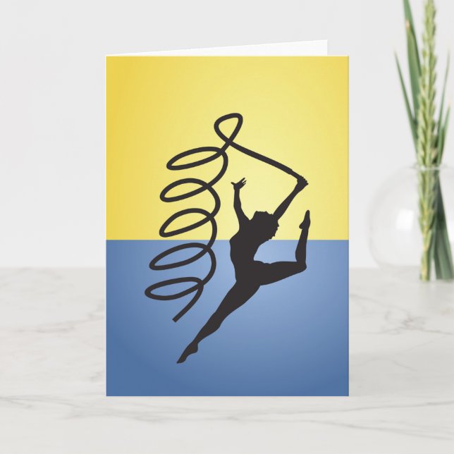 Gymnastics Ribbon Routine Greeting Cards (Front)