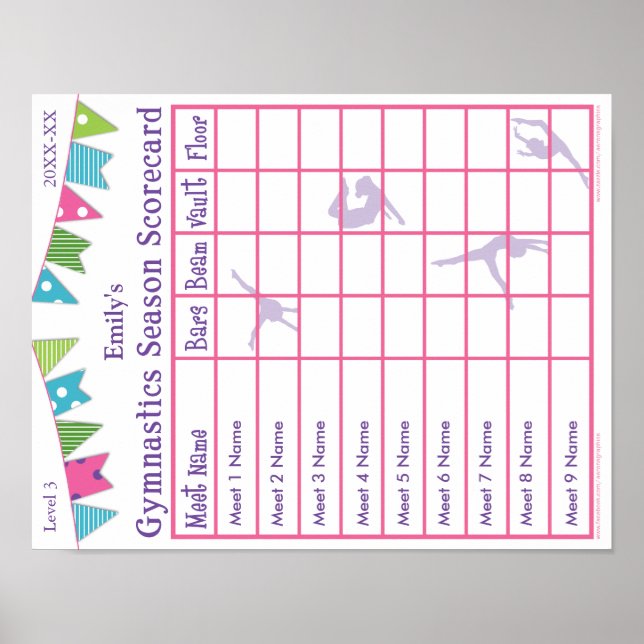 Gymnastics Season Meet Scorecard Poster 9 (Front)