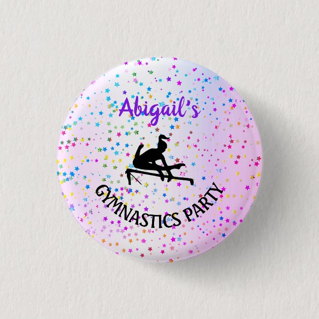 Gymnastics Shades of Colour and Stars All Over 3 Cm Round Badge (Front)