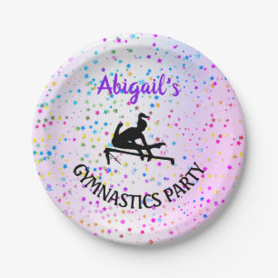 Gymnastics Shades of Colour and Stars All Over Paper Plate