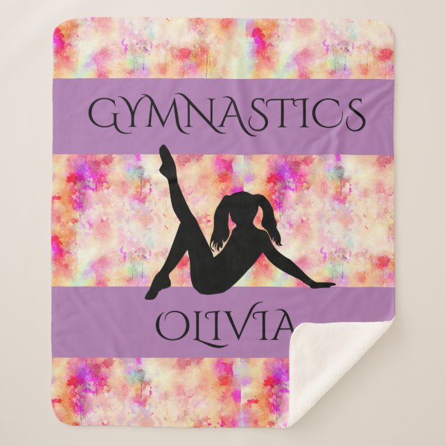 GYMNASTICS SHERPA BLANKET. Personalised name. Sherpa Blanket (Front)