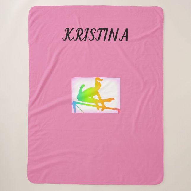 GYMNASTICS SHERPA LARGE BLANKET WITH NAME. (Front)
