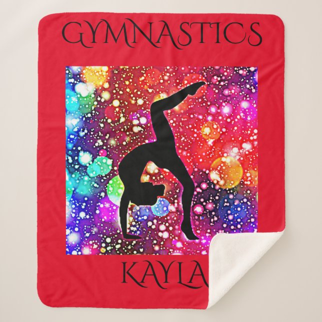 GYMNASTICS SHERPA MEDIUM BLANKET WITH NAME. (Front)