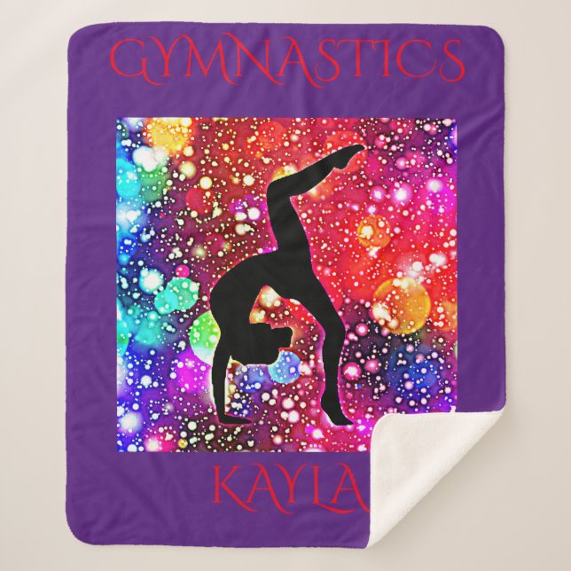 GYMNASTICS SHERPA MEDIUM BLANKET WITH NAME. (Front)