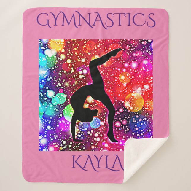GYMNASTICS SHERPA MEDIUM BLANKET WITH NAME. (Front)