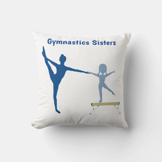 Gymnastics Sisters Throw Pillow (Front)